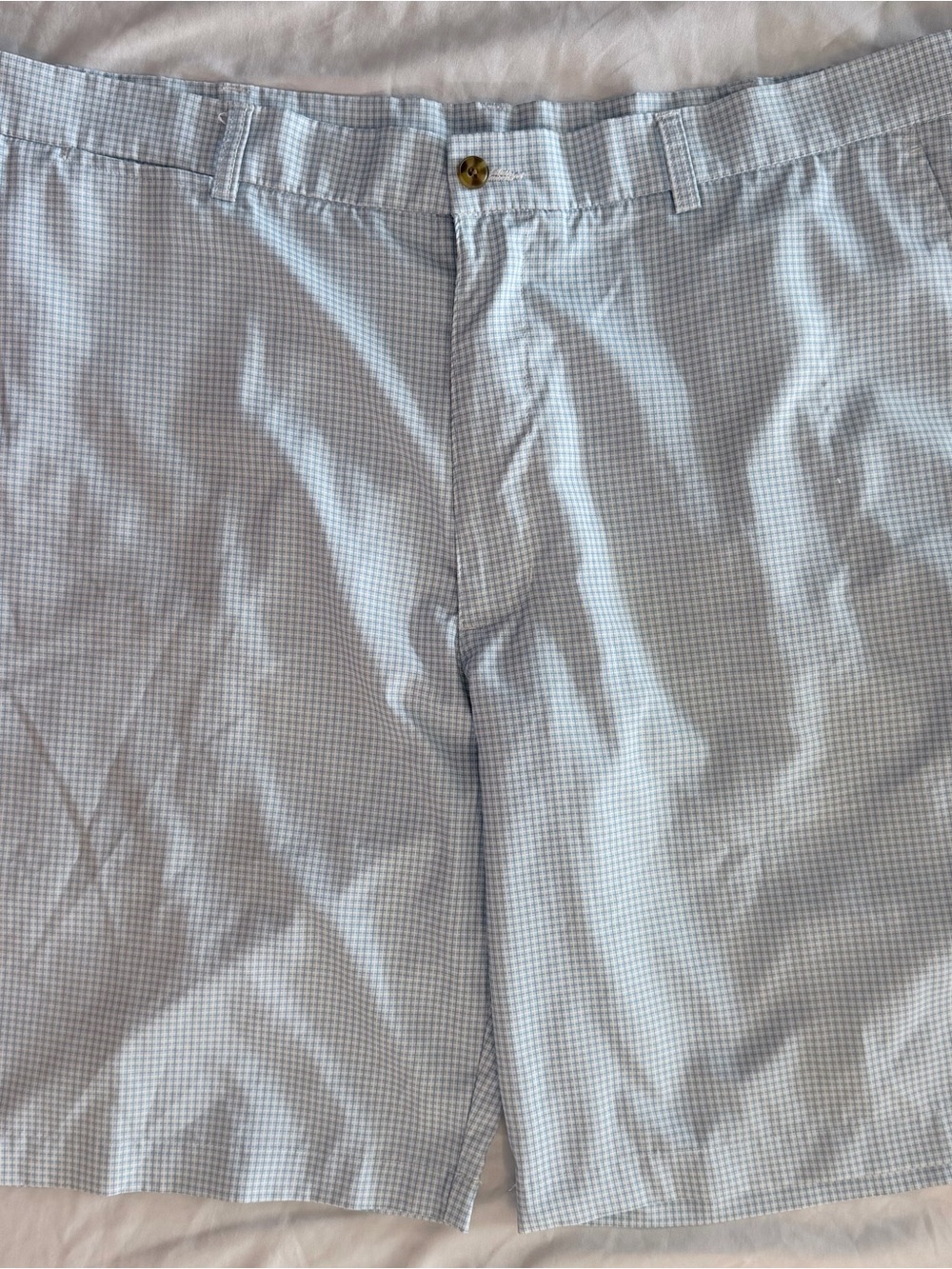 PGA Tour Light Blue Micro Gingham Flat Front Shorts Size 40